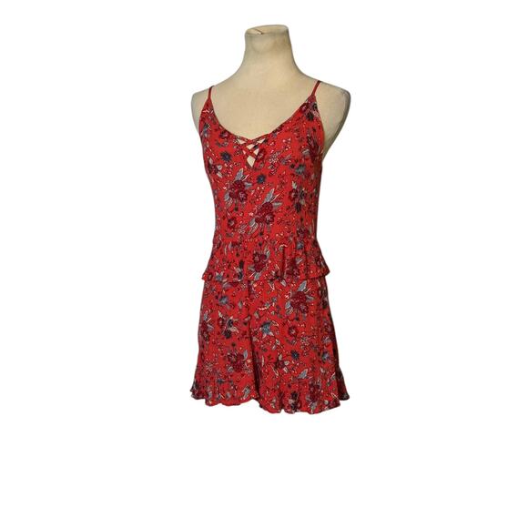 American Eagle red blue tank romper size 4 - Picture 10 of 15